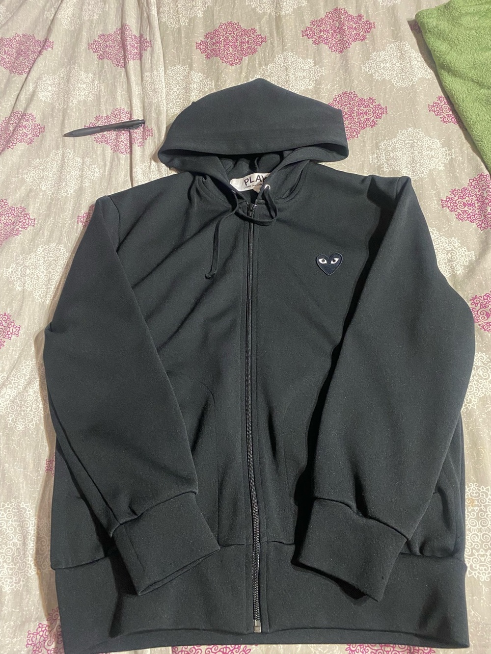 Comme des Garçons Black PLAY Hoodie with Logo Tag
